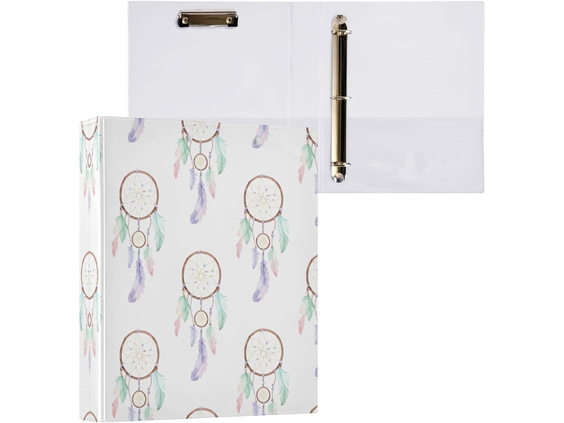 Pasta de 3 Argolas para Papel Tamanho Carta Apanhador Sonhos Organizador Redondo com Pranch (27,9 X 21,6 Cm)