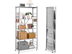 Estante Metálica Dobrável De 5 Níveis Com Rodas 81 X 36 X 183 Cm, Cinza Vevor