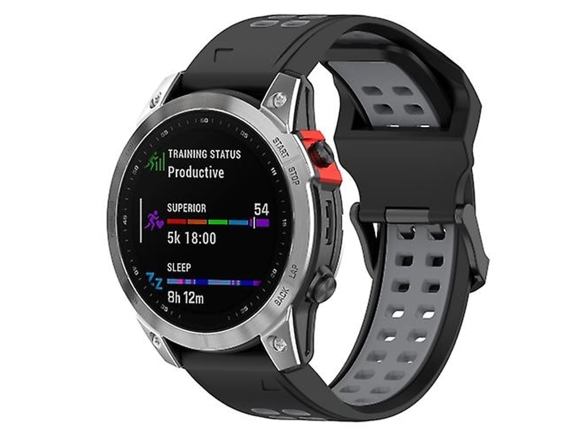 Pulseira De Relógio Garmin Fenix 7s/ 6s/ 5s, Silicone Bicolor, Preta E Cinza., Acabamento Moderno
