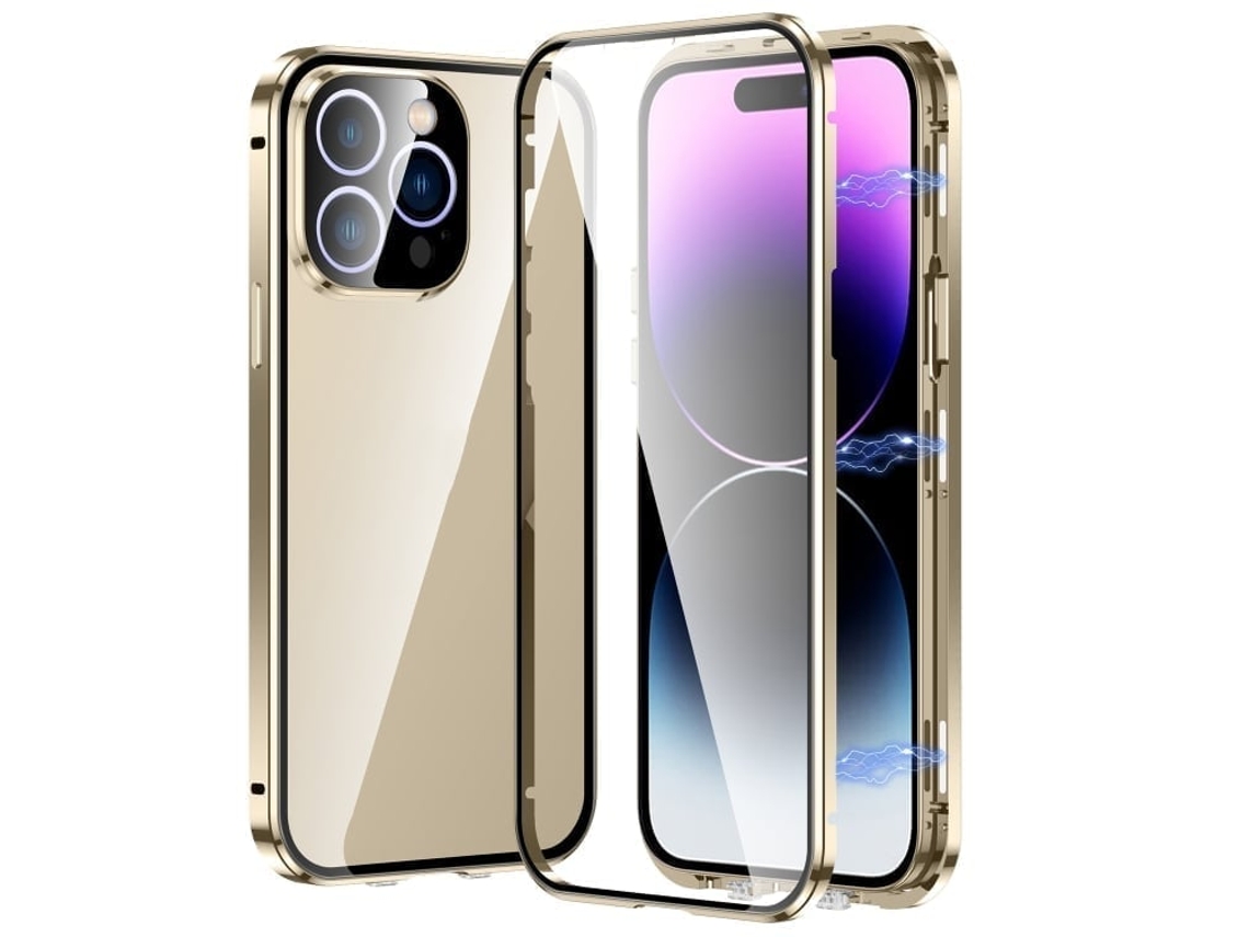 Capa De Vidro Temperado Hd Para Iphone 14 Pro Max - Fecho Magnético Duplo