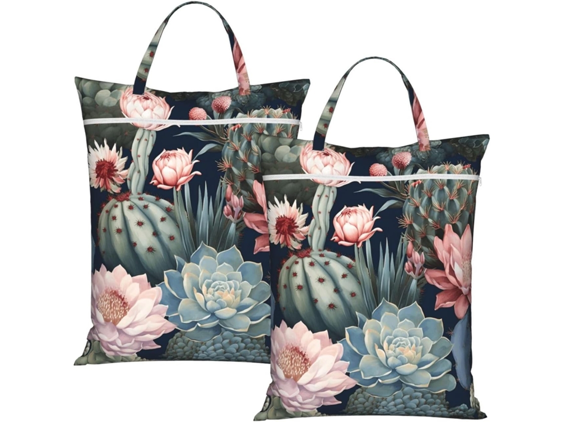 Conjunto De 2 Sacos De Roupa Suja Para Viagem (flor De Cacto Retrô)
