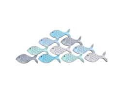 Omni decoración de Pescado de Madera Colgante Estilo Mediterráneo para Fiesta de Playa Y Hogar 38,00x15,00x0,50cm como Se Muestra