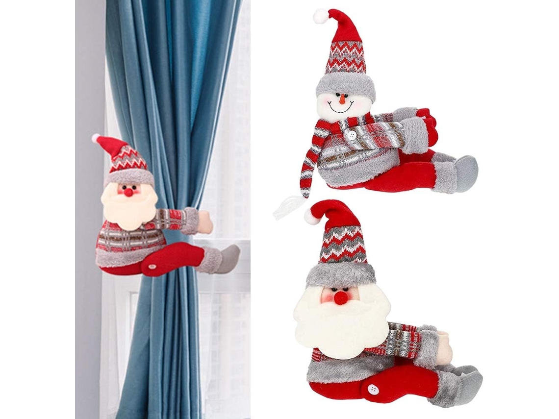 2 Pçs Cortina de Natal Tiebacks Bonecos dos Desenhos Animados Cortina Laços Cortinas Corda Cortina Tiebacks para Decoração de Casa de Natal