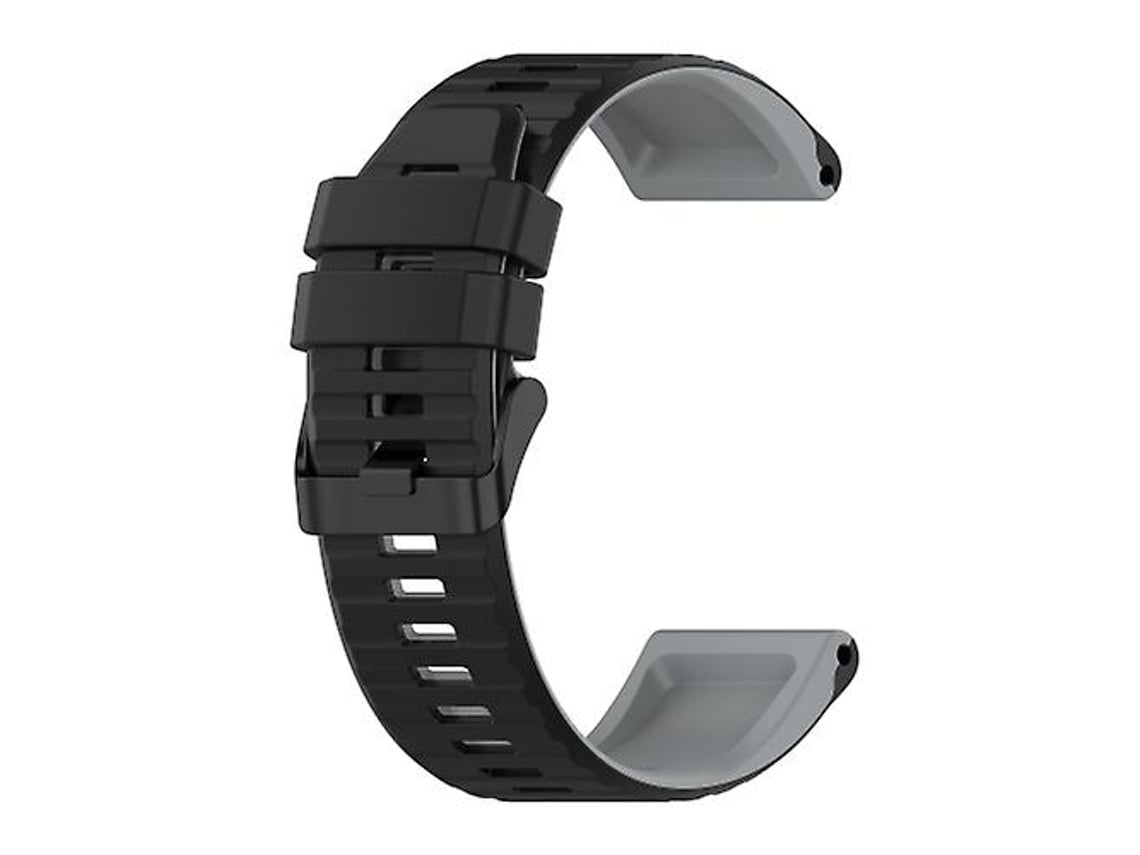 Pulseira De Relógio Lurelia Para Garmin Fenix 5x Plus 26 Mm Em Silicone Preto Cinza