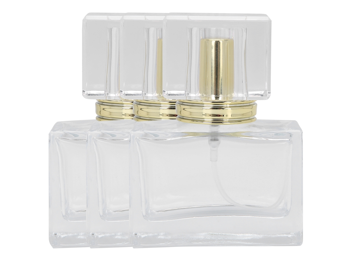 3pcs Frasco Vazio Perfume Vidro Recarregável Sprayer Dourado