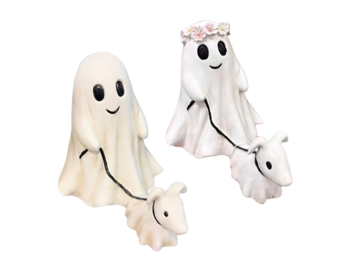 Estátua de Fantasma com Cachorro em Resina para Festa com S/MARCA