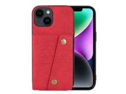 Suporte Casa Para Iphone 15 Pele Sintética Com Porta-cartões Vermelho