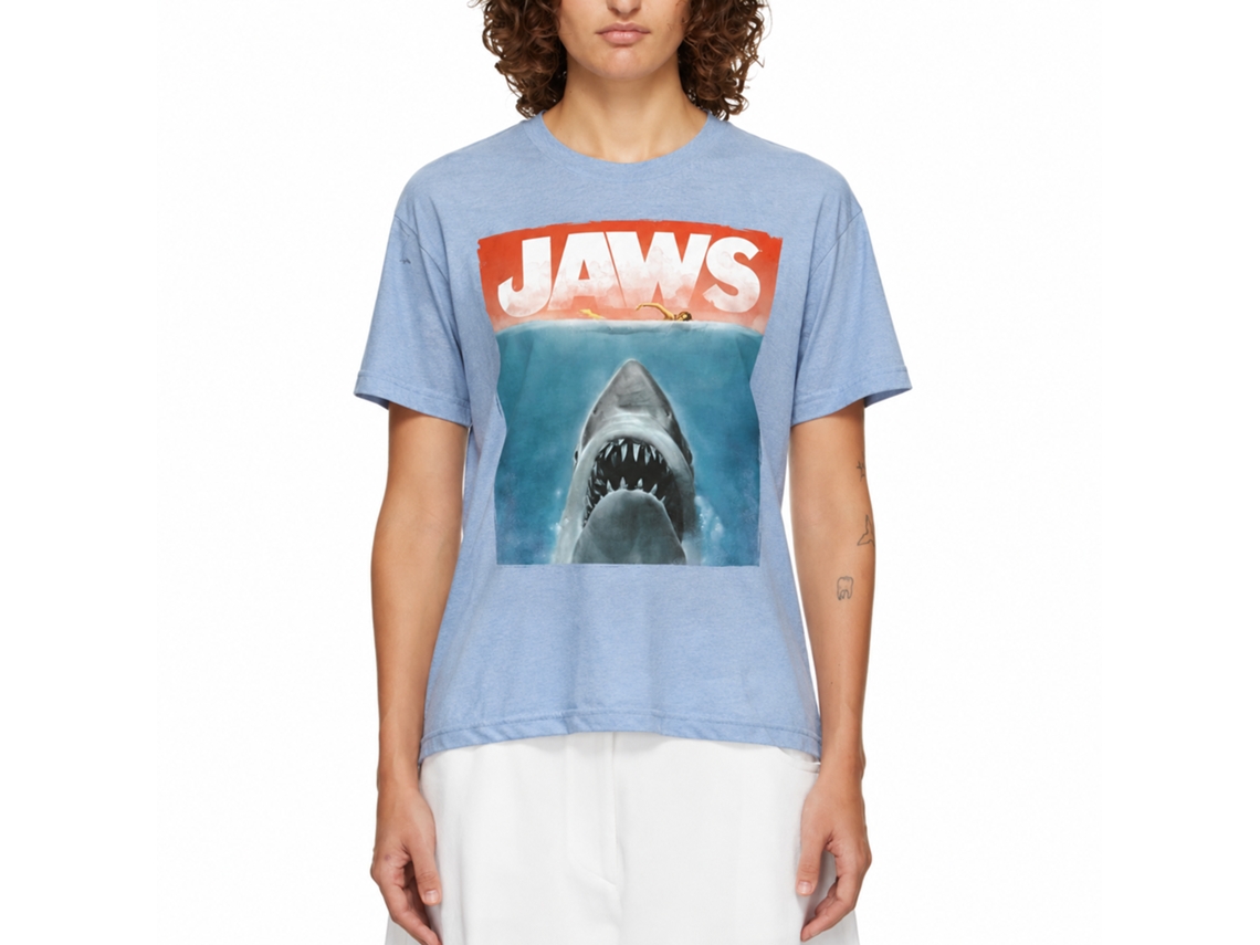 Rockinstone Jaws Movie Colors Heather Light Blue Adult T-shirt Size:xxl