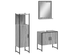 Bathroom Cabinet Set, Bathroom Cabinet Sets Vidaxl Cinzeto Madeira Processada (n/a)