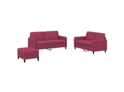3 Pcs Conjunto de Sofás Veludo Vermelho tinto MAISON EXCLUSIVE