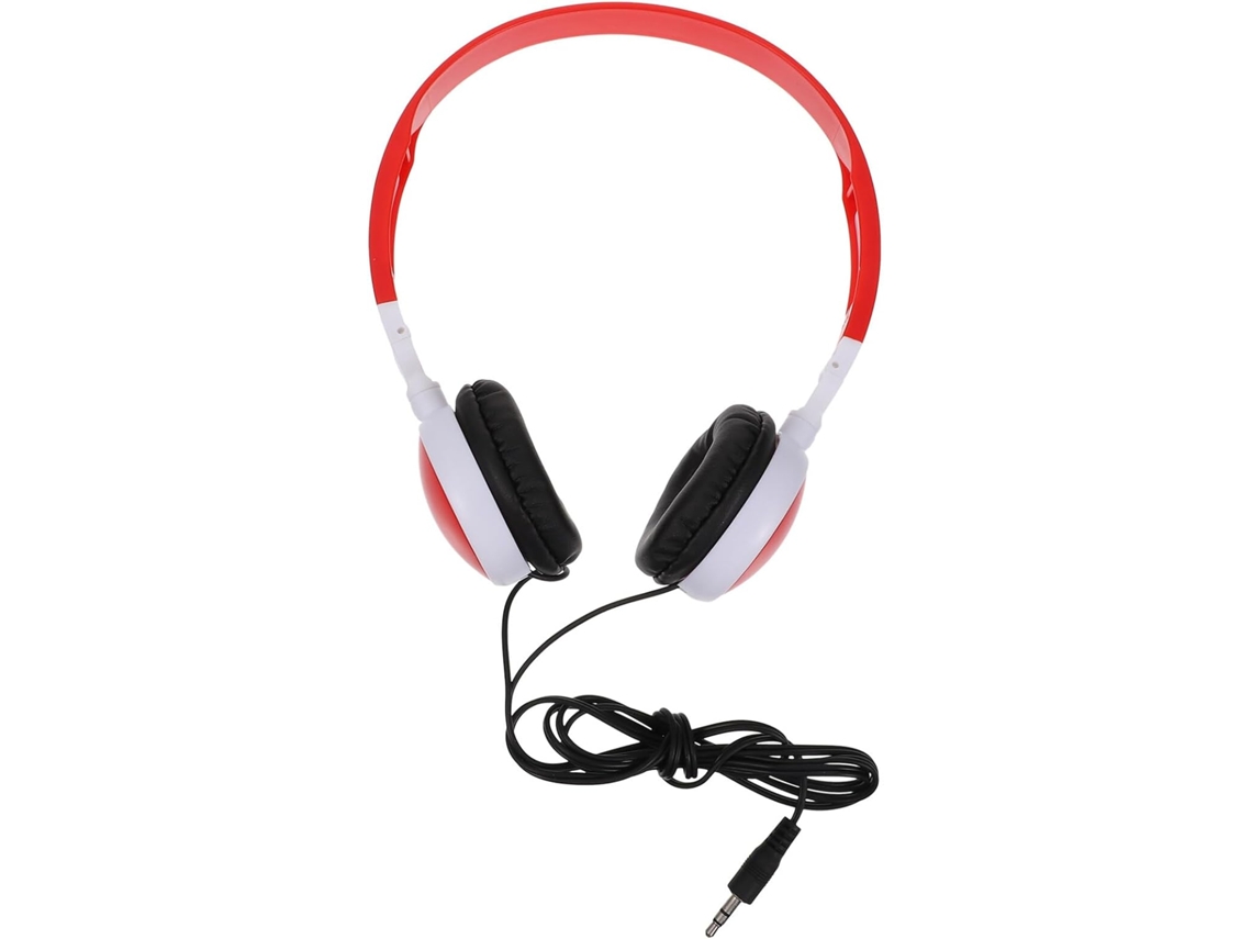 Fone De Ouvido Infantil Dobrável 30mm, Vermelho, Em Abs E Pvc, Com Fio, Estéreo, Para Viagens De Avião