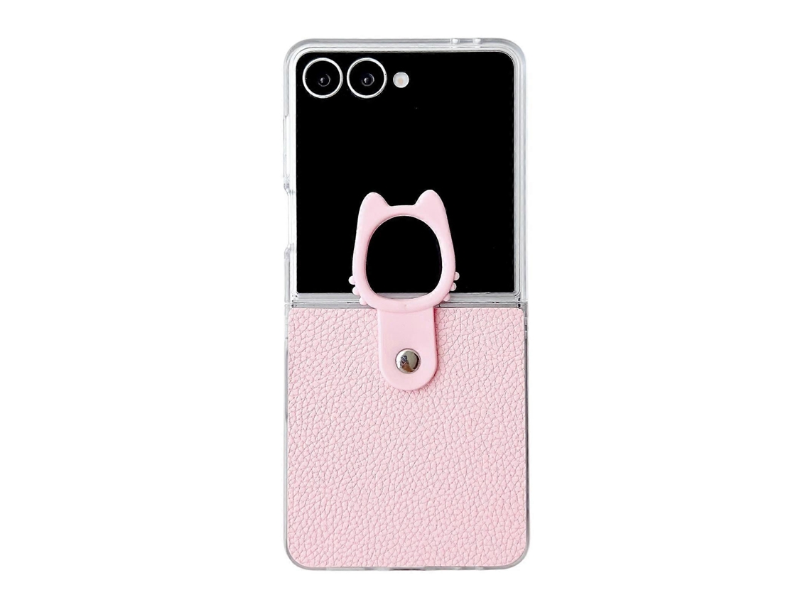 Capa Transparente Em Pu + Pc Com Suporte De Anel Para Samsung Galaxy Z Flip6 5g