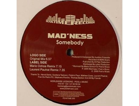 Vinil Somebody, Madness Peaktime Records