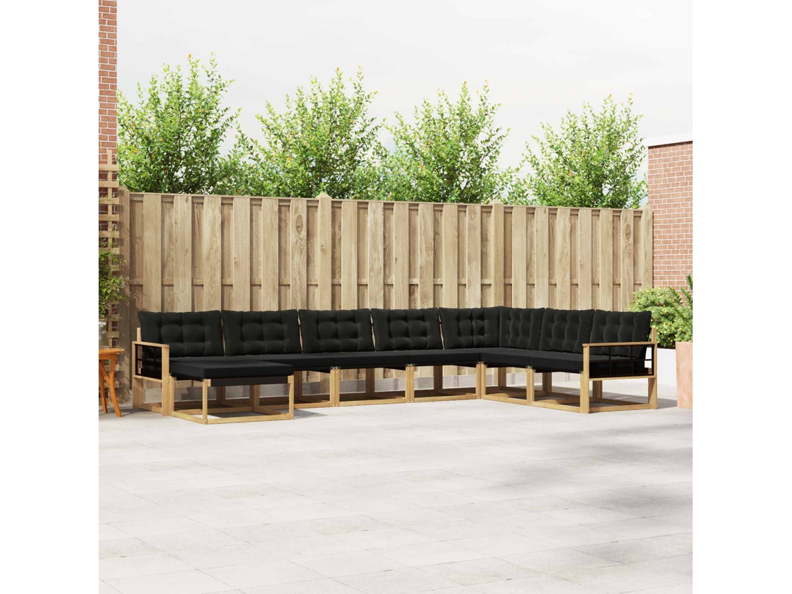 Vidaxl Conjunto De Sofás Para Exterior 8 Pcs Branco E Preto