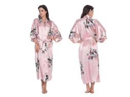 Robe Kimono De Satin De Seda Suave Lujo Para Mujer Longo Pijama Nochewear Lys2xlpink 2xl Rosa