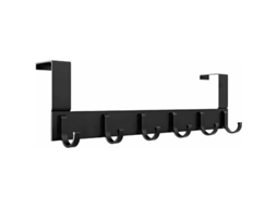 Lurelia Cabideiro De Porta, 6 Ganchos, Em Aço Inoxidável, Em Alumínio, Para Toalhas E Roupas, 40 Cm, Preto, Suporta Até 20 Kg, Apoio Firme