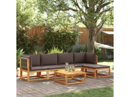 Vidaxl Conjunto De Sofás De Jardim Vidaxl De 6 Peças Com Almofadas De Madeira De Acácia E Corda
