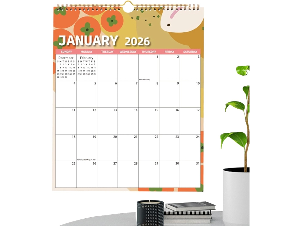 Calendário 2026- Organizador De Parede- Planejador Anual- De Mesa- Data Do Ano- Grade De Tempo Familiar-