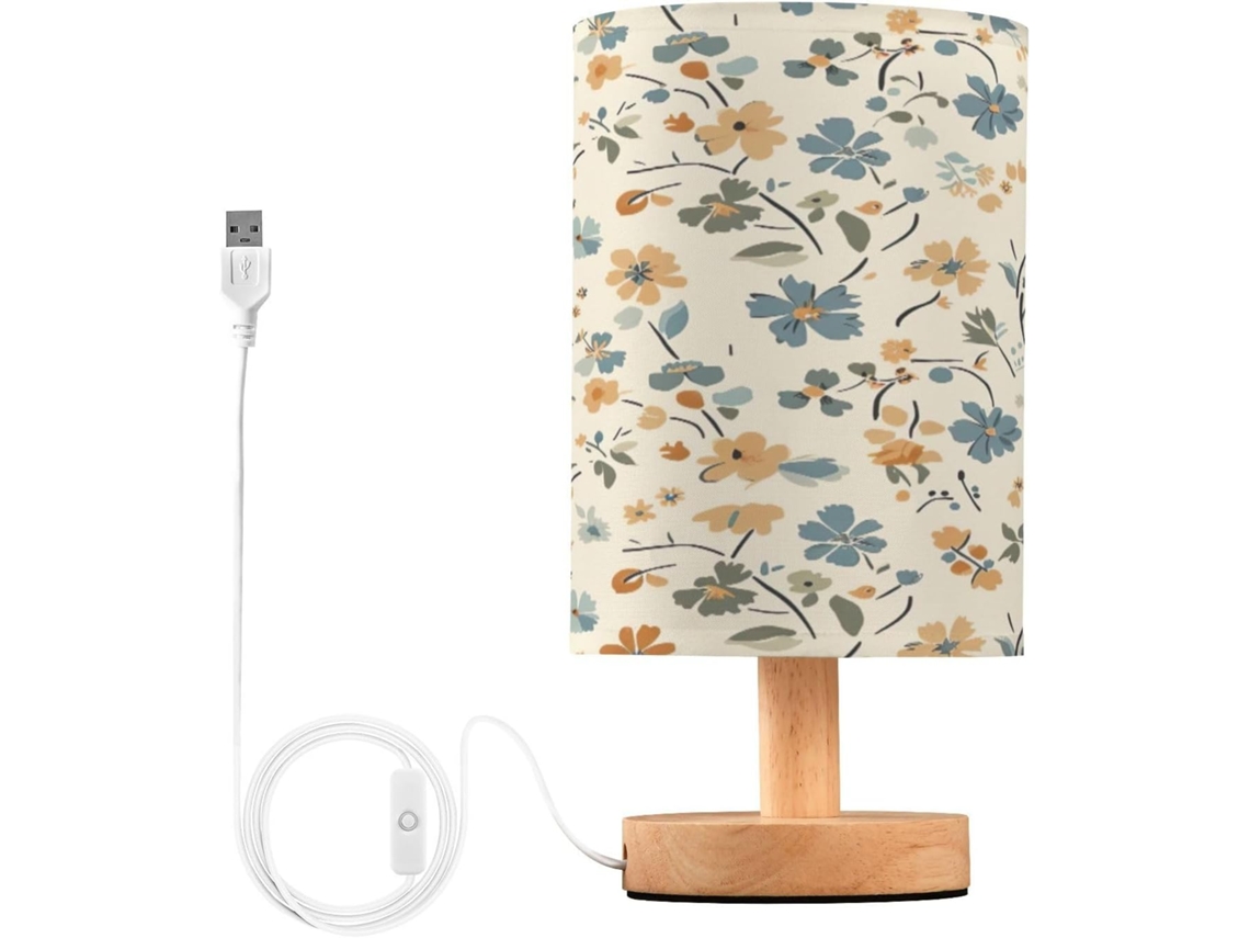 Luminária De Cabeceira Led Pequena Skyshu Com Base Madeira Antiderrapante E Cúpula Que Não Agride Os Olhos, Ideal Para