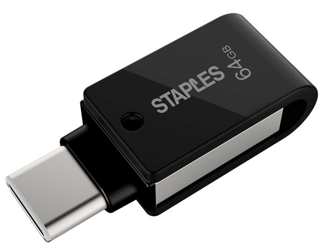 Unidade Flash Dupla USB-C STAPLES e 3.1 Design Rotativo 64 GB