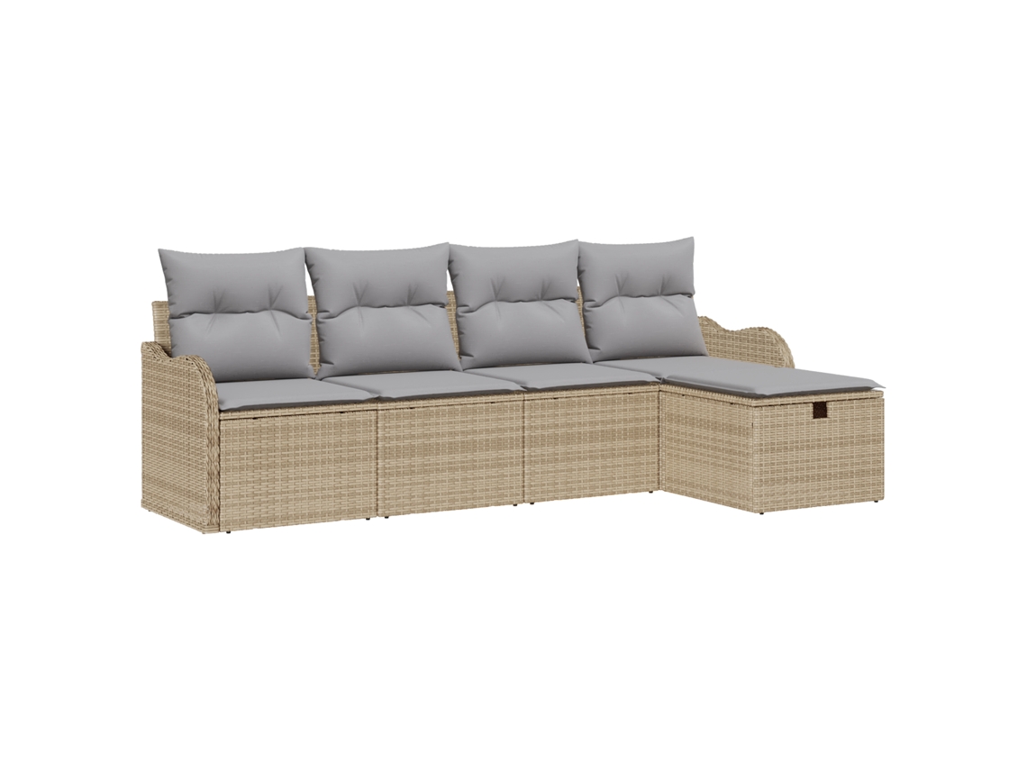 Conjunto 5 Móveis De Jardim Vidaxl Bege Vime Pe (231 X 117 X 85 Cm)