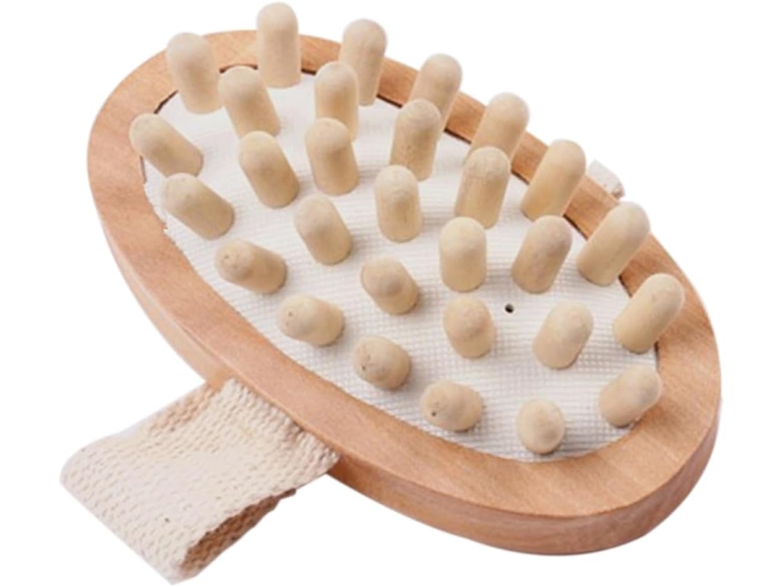 Escova De Banho Massageadora Madeira Soimiss Com Cabeça Redonda, Escova De Chuveiro Esfoliante Para Remover Pele Morta