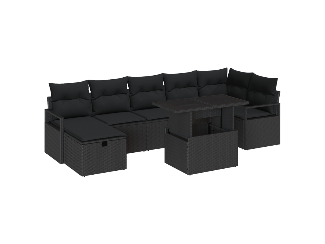 Conjunto 8 Conjunto De Sofás Para Exterior Vidaxl Preto Vime Pe (100 X 55 X 73 Cm)