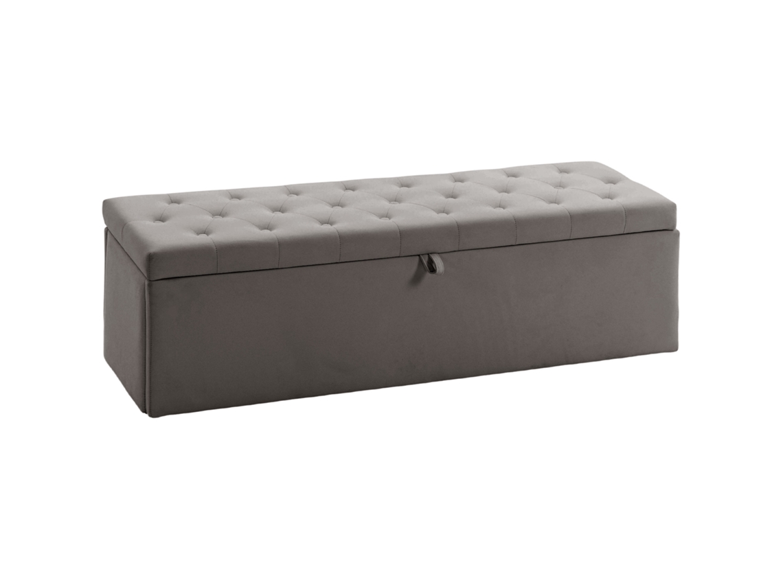 Banco retangular com armazenamento, assento acolchoado, pés de aço, 110x44x49cm, bege CHEZMOI