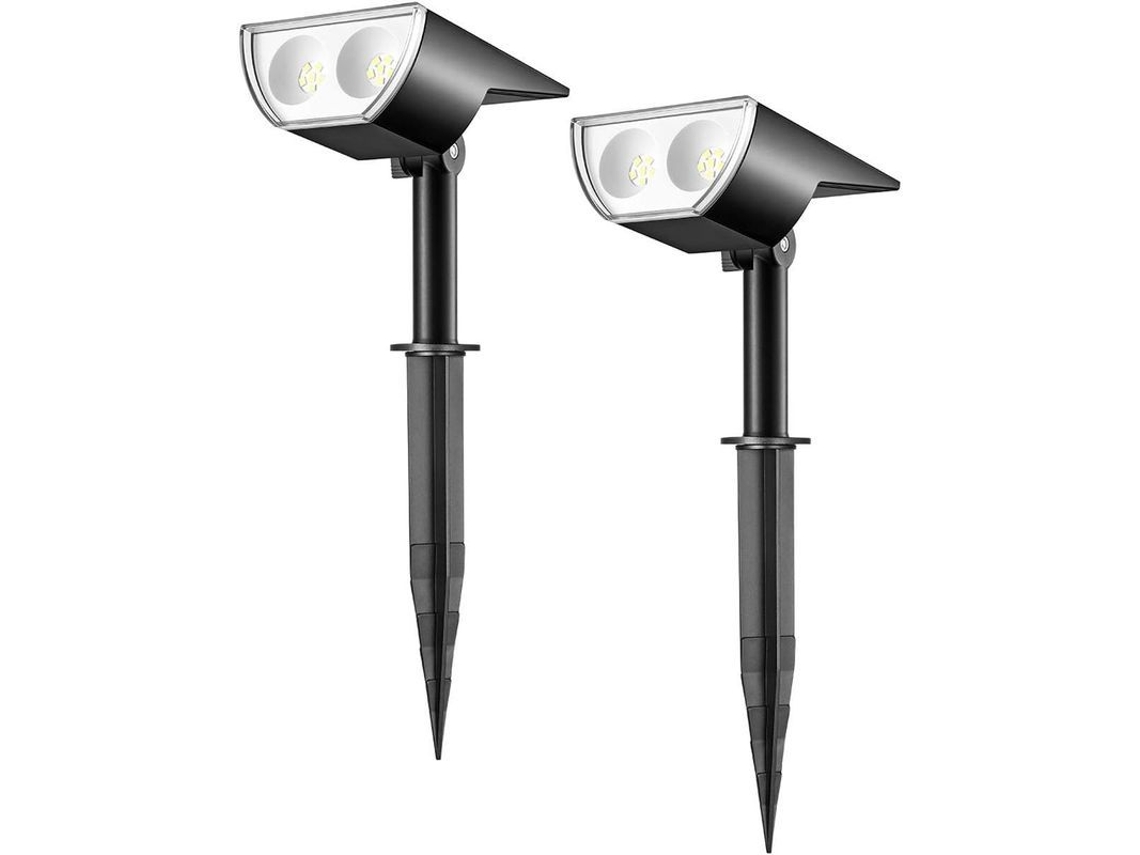 Luz Solar Externa À Prova De Água Ip65, 2 Led Spotlights Jardim Caminho 6500k Branco Frio