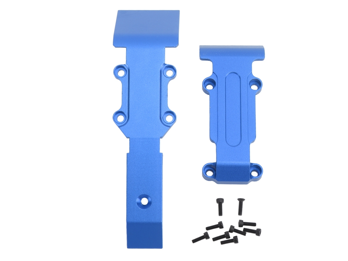Mali placa de Proteção Dianteira e Traseira de Alumínio para Carro Rc Traxxas 1/16 Revo Slash Azul