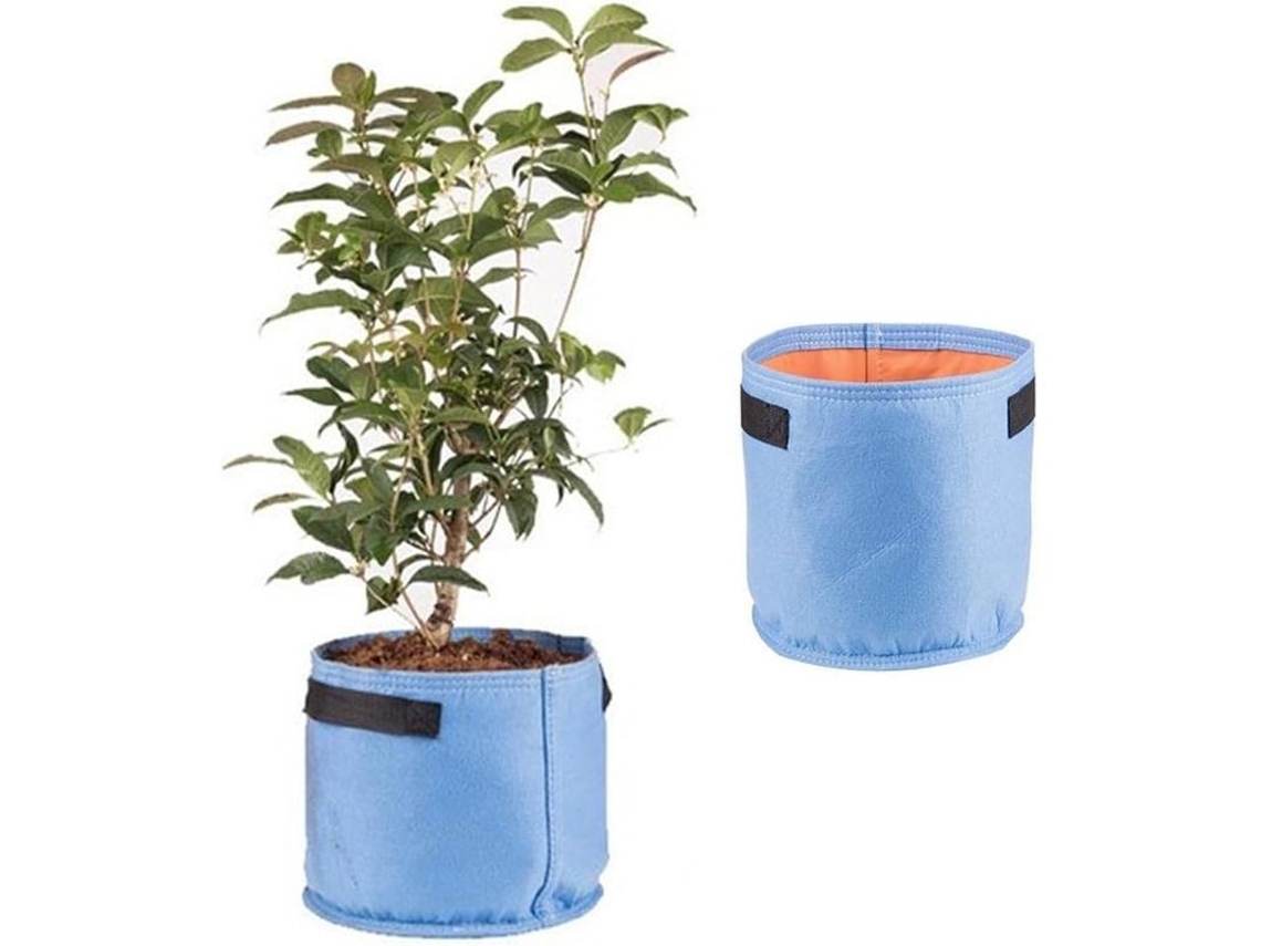 Conjunto de 2 sacos de plantio com alça para tomates e batatas, 25x20cm, azuis, para jardinagem de vegetais.