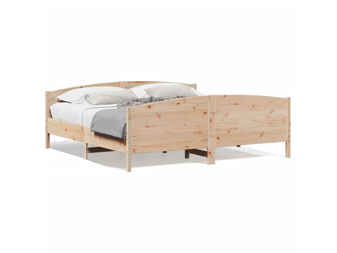 Cama Sem Colchão 200x200 Cm Madeira de Pinho Maciça MAISON EXCLUSIVE