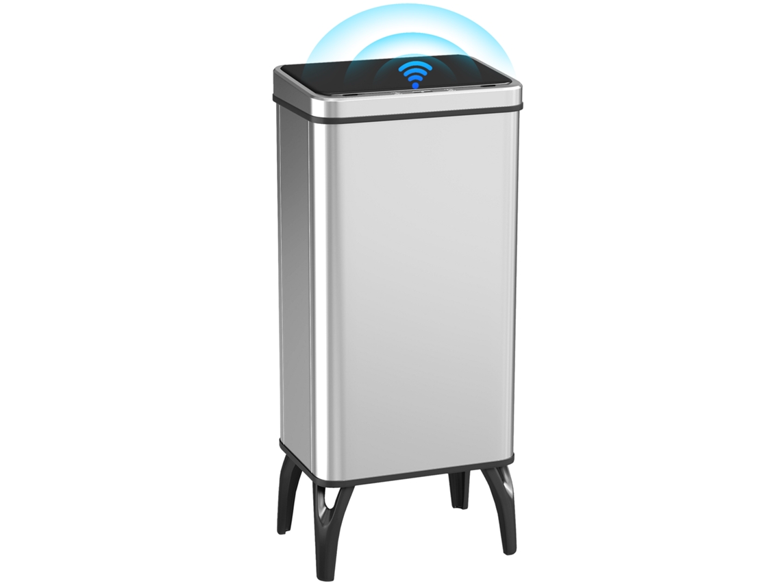 Lixeira Automática de Cozinha 50l. Lixeira de Cozinha de Aço Inoxidável com Sensor Infravermelho. Fecho Suave. Prata Ge