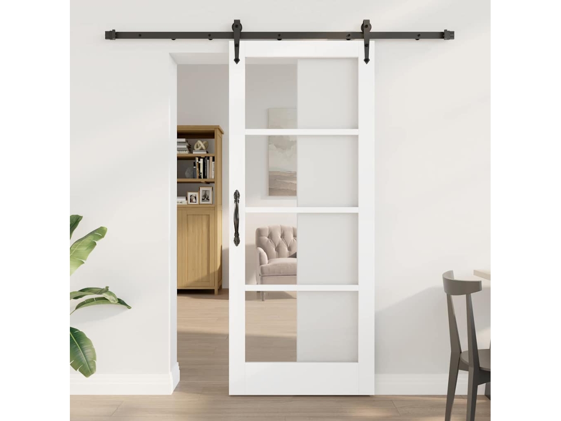 Vidaxl Porta Deslizante 83 X 202 Cm Madeira De Pinho Maciça E Vidro