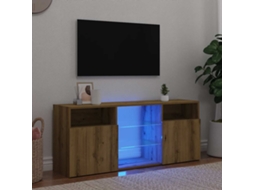 Vidaxl Móvel Tv C/ Luzes Led Derivados de Madeira Carvalho Artisiano