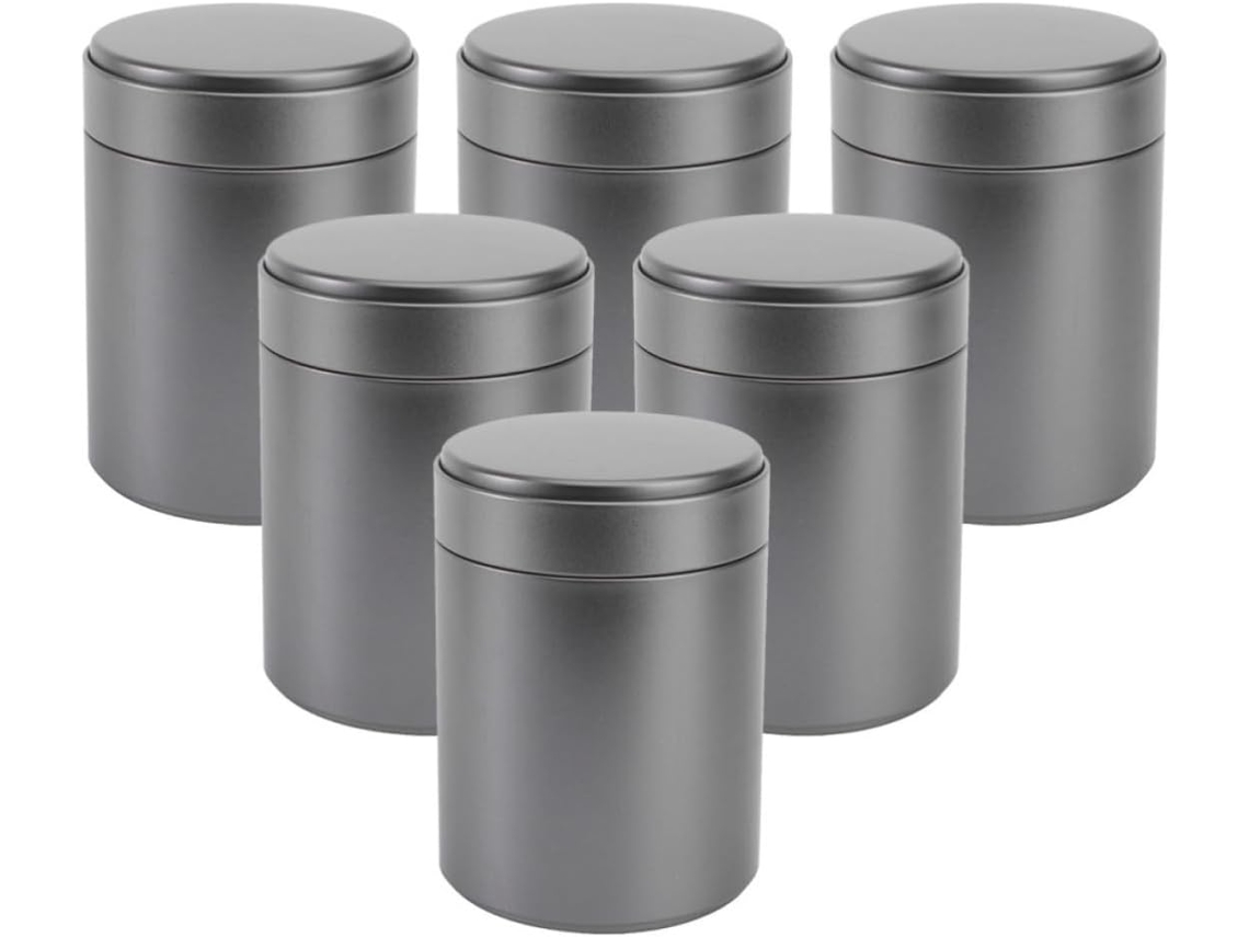 Conjunto Inoomp De 6 Potes Metal Com Tampas Herméticas Para Cozinha, Duráveis E Com Acabamento Polido, Ideais Para