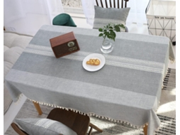Toalha De Mesa Retangular De Algodão E Linho, Tecido Antirrugas, Lavável E Reutilizável, Para Decoração De Cozinha E Sala De Jantar, Cinza (140x180cm)