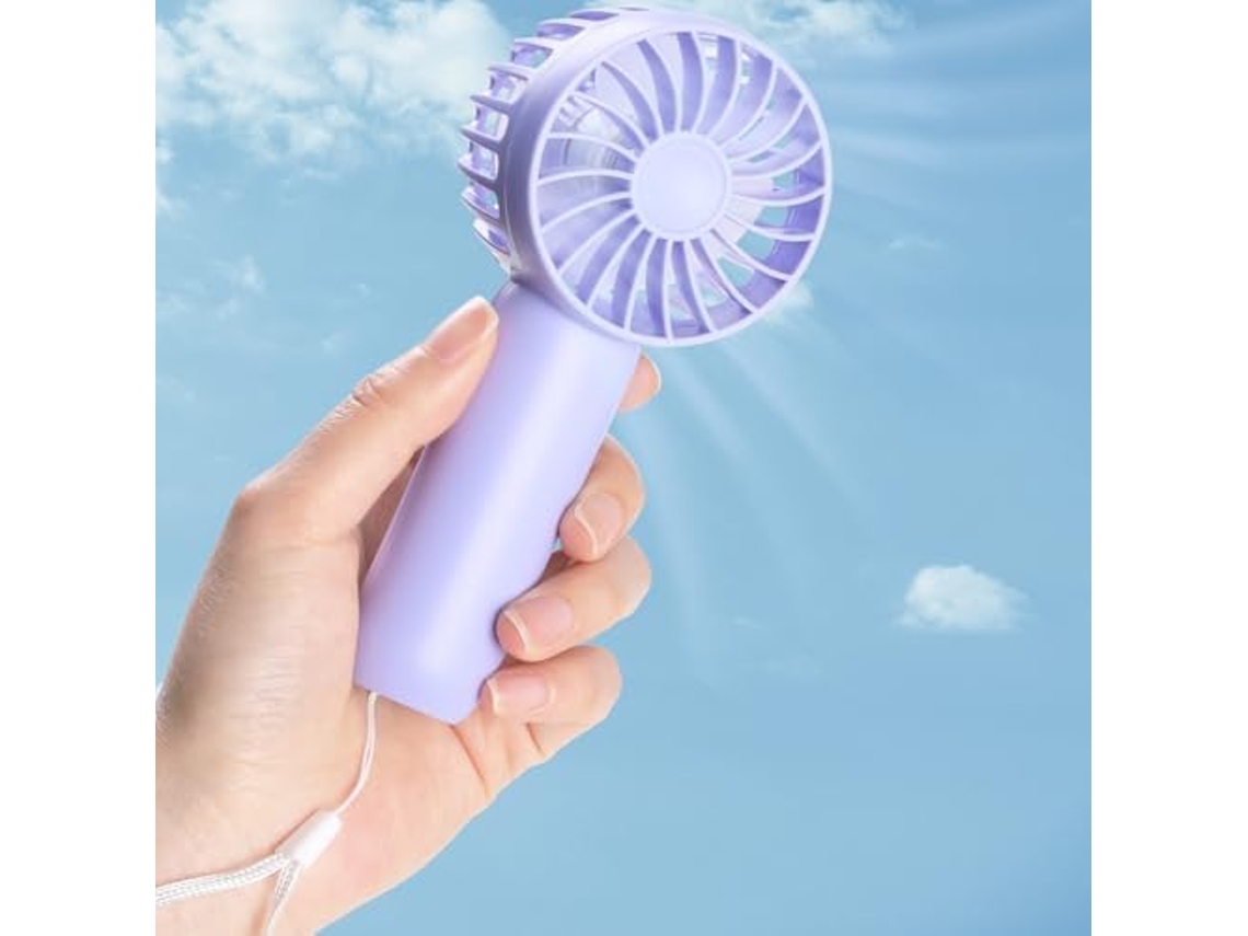 Ventilador Portátil Recarregável Usb 2000 Mah, Com 3 Trocas, Com Pulseira, Roxo Zeuxo