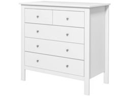 Cômoda 79x39,5x80,5h 5 Gavetas Com Ferrolhos, Branco