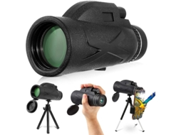 Telescópio Monocular 80x100 Hd Bak4 Prisma Visão Noturna Baixa Luz Adaptador Smartphone Tripé Observação Pássaros Vida Selvagem Preto Yizhood