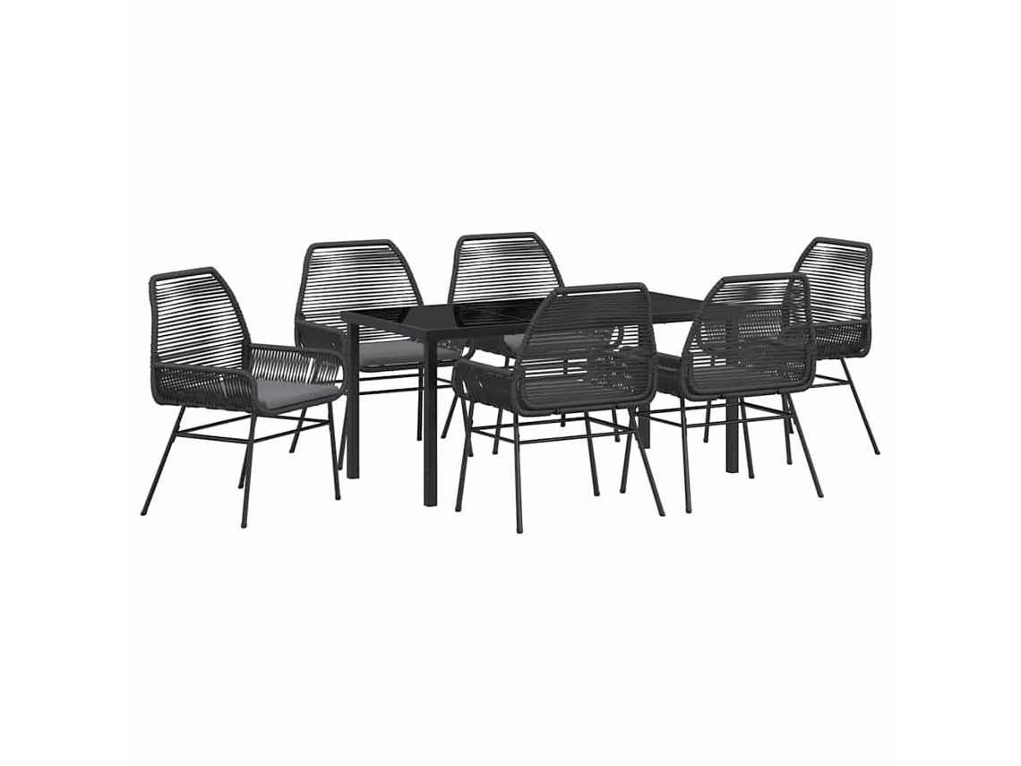 Conjunto Jantar para Jardim com Almofada 7 Peças Marrom Vime Pe MAISON EXCLUSIVE