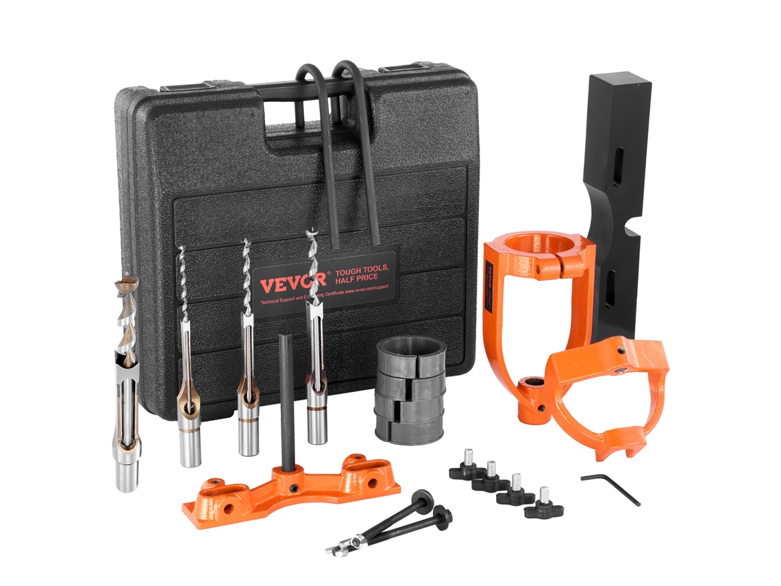 Acessório de Entalhamento VEVOR para Furadeira Conjunto de Cinzel de Furo Quadrado de 4 Brocas Modelo Conjunto de Localizador