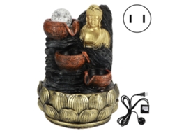 Estátua de Buda para mesa com Fontana Light E Ball 110v Plugue EUA