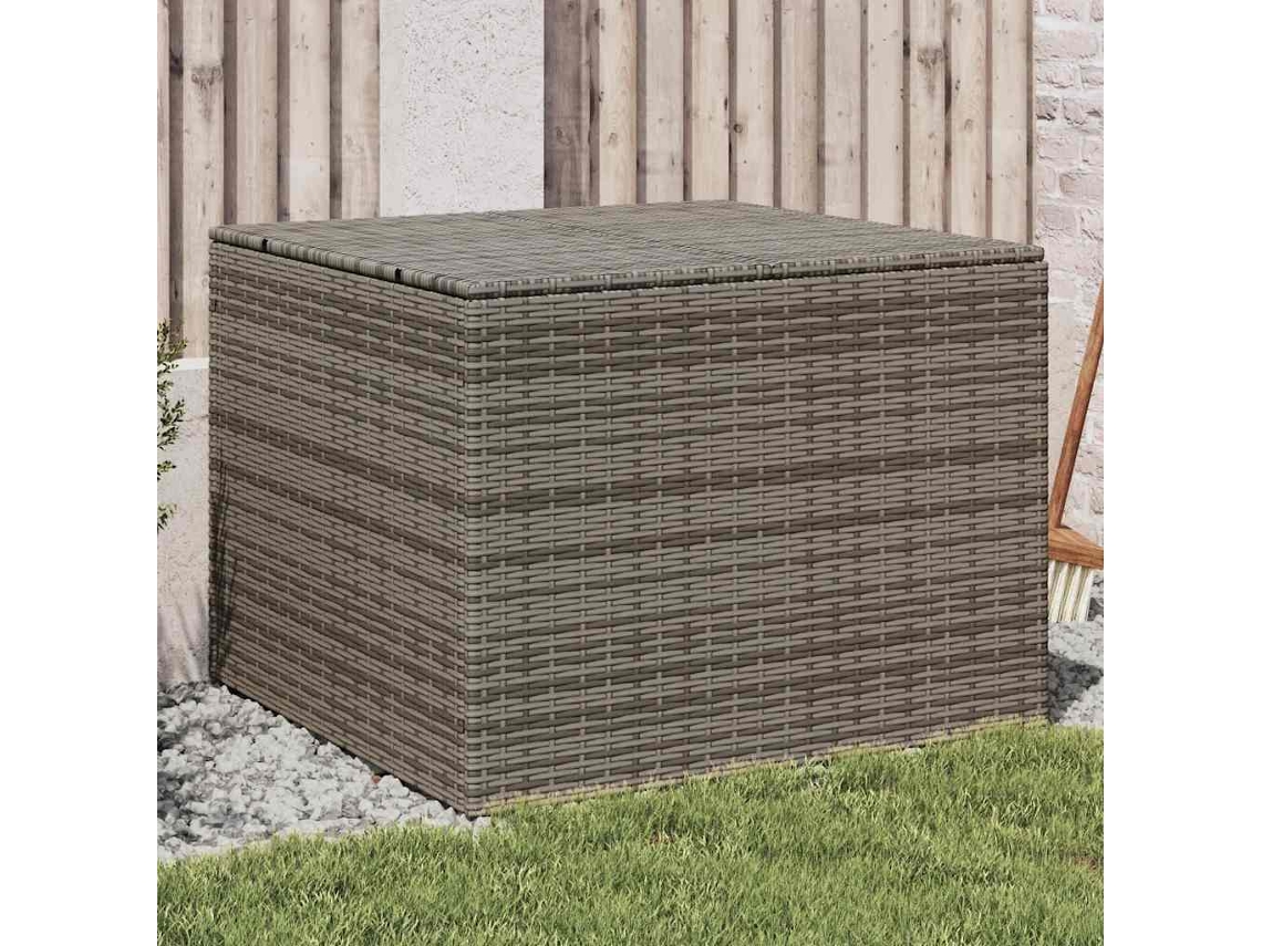Vidaxl Caixa De Arrumação Para Jardim 291l Vime Pe Cinzento
