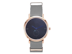 Relógio de pulso masculino de quartzo com pulseira de nylon cinza simples e casual.