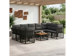Vidaxl Conjunto De Sofás Para Exterior 10 Unid. Preto E Cinza Escuro