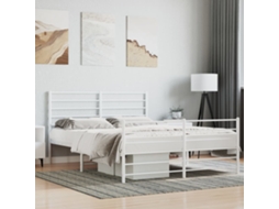 Estrutura De Cama Com Cabeceira E Pés 160x200 Cm Metal Branco