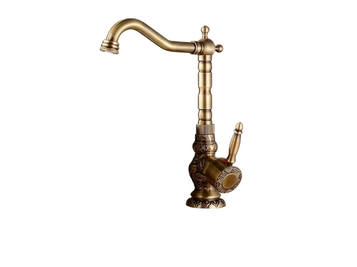 Torneira Misturadora Para Banheiro Em Latão, Válvula Cerâmica Durável, Torneira De Água Quente E Fria,antique Brass C Tall