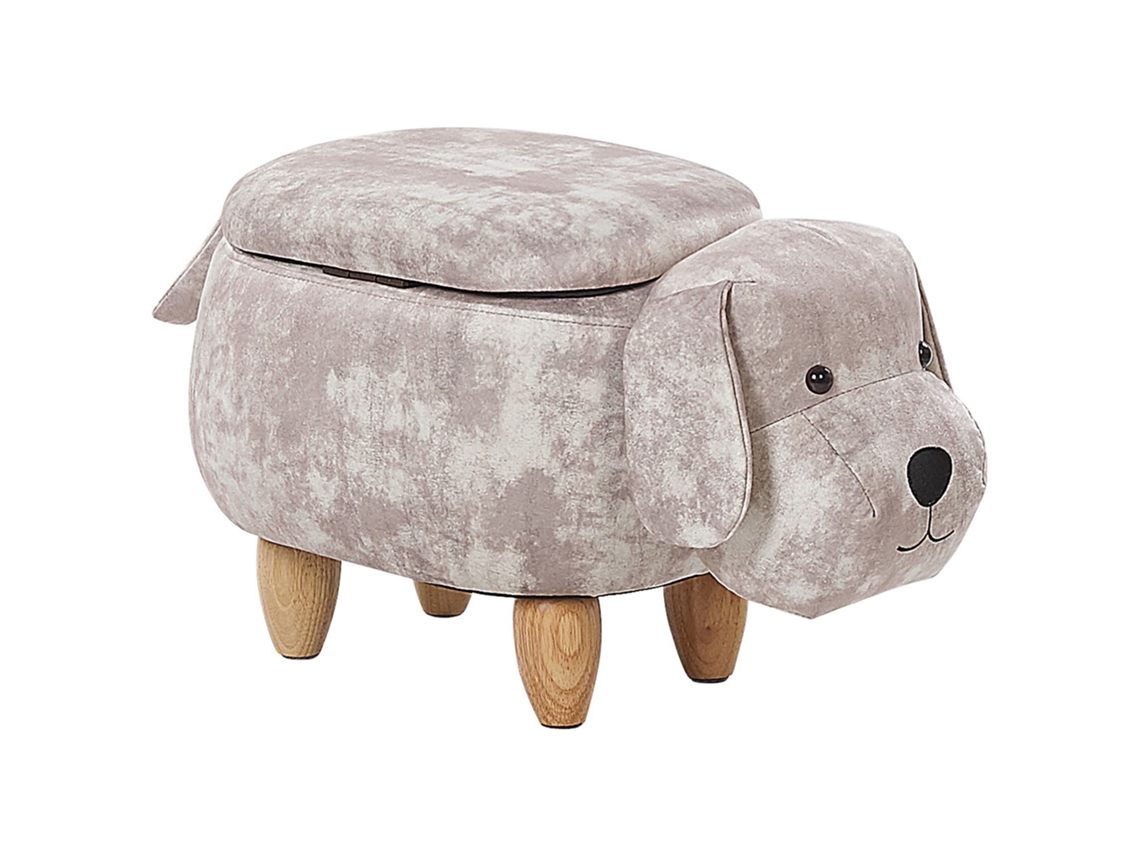 Tamborete BELIANI Doggy de Veludo Creme 62x36x38