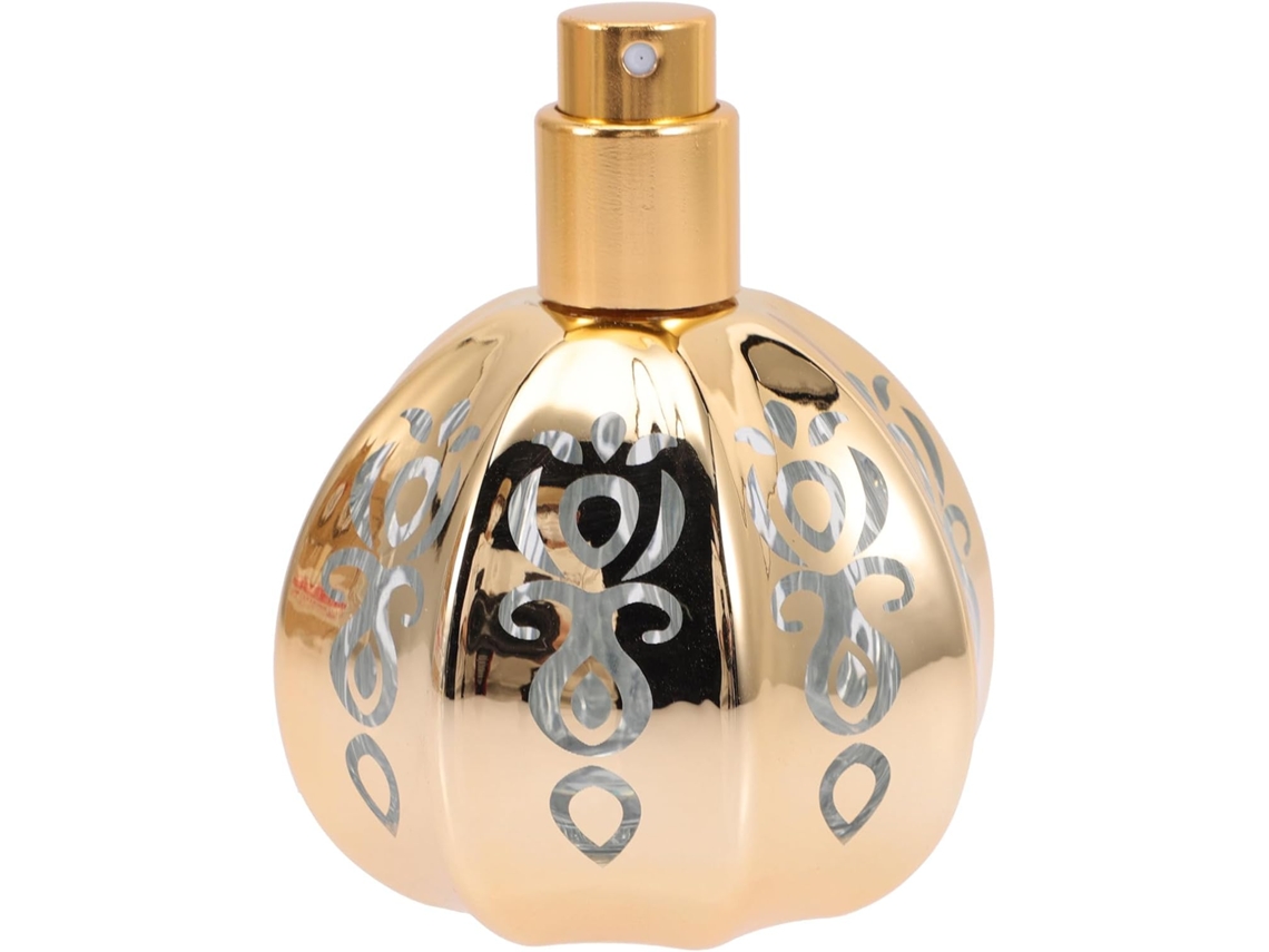 Nuobesty Frasco De Perfume De Vidro 50ml, Recarregável, Com Spray Fino E Bomba Dosadora, Estampa Dourada